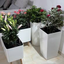 chenguang 1 Large Self-Watering Plastic Flower Pot, Includes Portable Inner Pot, Self-Watering Divider, Water Level Indicator For Easy Watering, Suitable For Outdoor Planting And Indoor Display - White - View 5