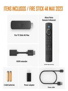 Fire TV Stick 4K MAX With Voice Remote With Alexa (Includes TV Controls) | Dolby Vision Fire Tv Stick 4k Max 16gb Wifi 6 Ultra Fast Color Black - 黑色 - 查看 4