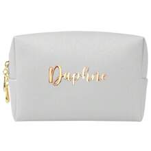 1pc Personalized Bronzing Name Large Capacity Cosmetic Bag, A Great Gift Option Bags Ladies - White - View 8