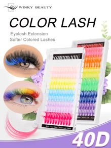 Winky Beauty 120 piezas de extensiones de pestañas individuales D Curl de 40D con diseño de moneda de oro navideña, de aspecto natural y suave, adecuadas para todo tipo de miradas, de longitud mixta de 14-16mm, accesorios para artistas del maquillaje y herramientas de maquillaje para Halloween