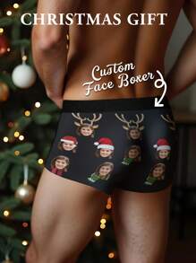 1pc Custom Christmas Boxers For Men, Personalized Men's Underwear, Custom Face Boxer Briefs, Custom Funny Boxer, Personalized Boxers For Husband, Custom Face Underwear, Custom Funny Faces Boxers Briefs, Christmas Gift, Anniversary Gift, Valentine Gift, Birthday Gift, Wedding Gift, Gift For Boyfriend, Gift For Husband, Gift For Him