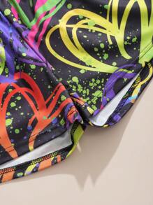 [Graffiti Series]Women's Letter Print Sports Bra And Pantines Set Lingerie - Multicolor - View 6