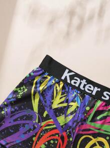 [Graffiti Series]Women's Letter Print Sports Bra And Pantines Set Lingerie - Multicolor - View 5