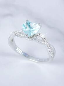 1 pieza Anillo de mujer con forma de corazón con 12 piedras de nacimiento del zodíaco, elegante y romántico, adecuado como regalo de San Valentín, aniversario, regalo romántico para tu pareja, boda y compromiso