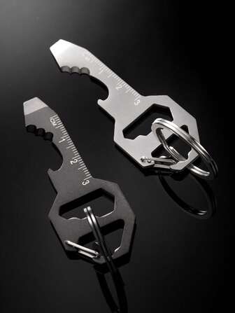 1PC/3PCS Keychain Bottle Opener Multi Tool, With Keychain,Stainless Steel EDC Gadget, Men's Keychain,6 Tools In 1,Bottle Opener, Wrench, Screw Driver, Metric Ruler,Cord Cutter, Car Keychains,Keyrings, Keychain Accessories, Matching Keychains Universal Everyday Carry Pocket And Backpack Tool Car Accessories Bag Charm School