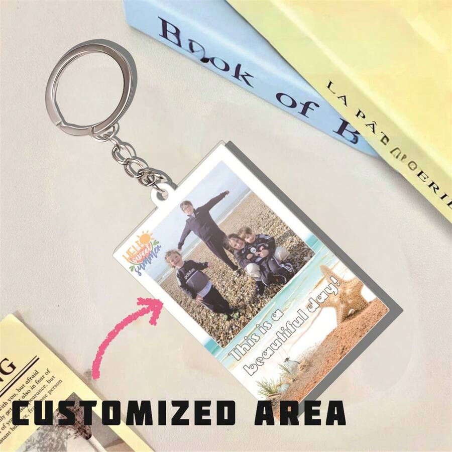 1 件定制照片亚克力钥匙扣，创意时尚个性化纪念品礼物，适合周年纪念、度假、节日、生日 - 透明壓克力 - 查看 1