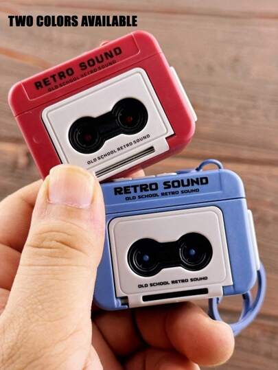 Retro Tape Recorder Keychain - 1 Piece Mini Vintage Cassette Player Charm PVC Audio-Themed Keyring Novelty Music Box Pendant Creative Small Gift Item Non-Metallic Unplated Gifts For Women