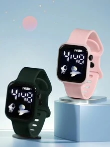 2 Stücke/1 Stück neue LED Digital Astronaut Flugzeug Uhr, minimalistisch und mehrfarbig, geeignet als Halloween, Weihnachts-, Geburtstagsggeschenk, Partneruhr