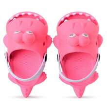Babouche Sandals For Boys And Girls Dinosaur Baby Soft And Flexible - 玫紅色 - 查看 2