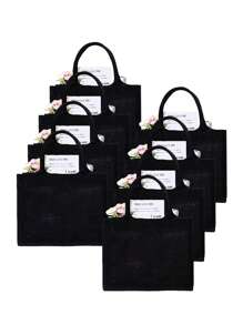 1/2/3/4/5/6/8pcs/SetBlack Linen Handbag Tote, Can Be Diy Designed To Stimulate Imagination, Simple And Elegant, Personalized Bridesmaid Wedding Gift Bag, Makeup Bag, Travel Simple Storage Bag, Solid Color Cosmetics Wallet, Large Capacity Travel Makeup Bag