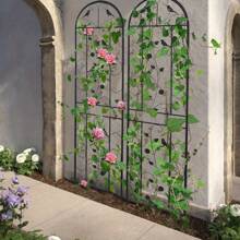 2Pcs X-Tall Strong Garden Metal Vine Trellises Outdoor Climbing Plants Support - Black - View 4