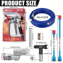17 Piece Airless Paint Sprayer Gun Kit With Hose, Metal & Plastic, Reversible Nozzles, Extensions, Tip Guard & Filters - Multicolor - View 3