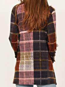 Boho Vintage 90's Plaid Stripe Tie Dye  Elbow Patch 60's Classic Slouch Cardigan With Pocket - 粉色 - 查看 5