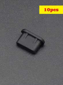 10 unidades Tapones de silicona negros tipo C para smartphone, tapón protector de silicona transparente y suave para puerto de carga y datos