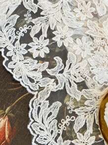 Bộ rèm cửa voan jacquard cổ điển 1 mảnh có túi đựng thanh treo, tấm trang trí thêu ren lưới polyester cho phòng ngủ, nhà bếp, nhà hàng - Có thể giặt được, không lót, chủ đề lãng mạn, dùng được cho mọi mùa - Màu be - Xem 7