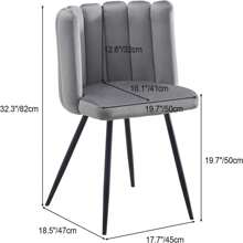 CLIPOP Single Dining Chair Velvet, Bedroom Makeup Vanity Chair With Padded Back And Metal Legs, Grey Shell Chair For Dressing Table Living Room Kitchen - Grey - View 2