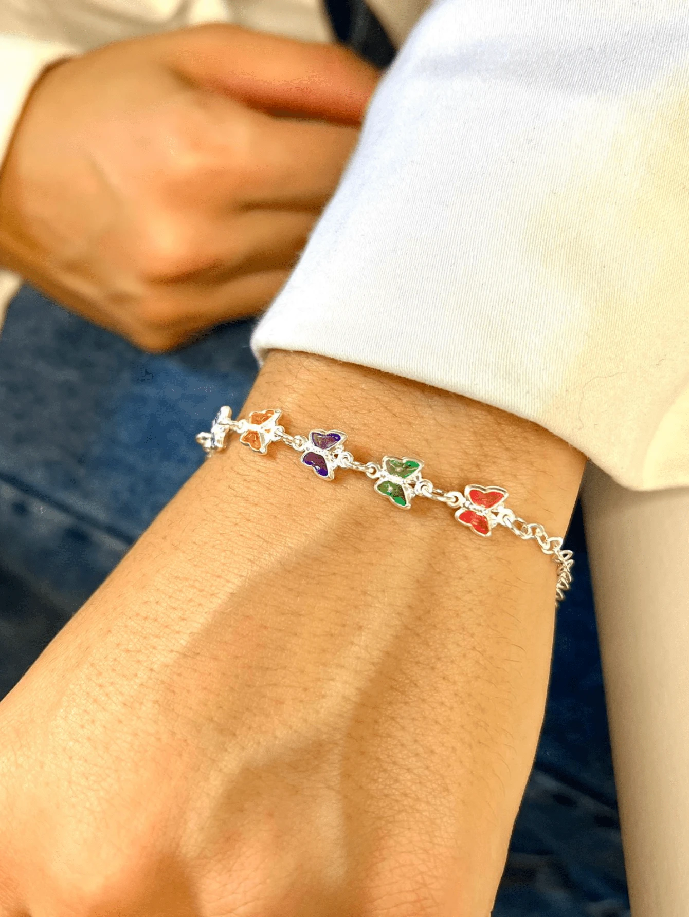 Colorful Butterfly Bracelet With Zirconia 925 Sterling Silver - bướm đầy màu sắc - Xem 1