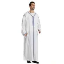 Men's Hooded Long Robe Outerwear - Light Grey - View 5