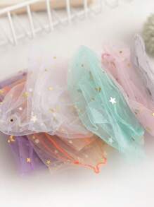 1 Pair Women Fashion Glitter And Stars Tulle Socks See Through Transparent Colorful Star Summer Ultra-Thin Loose Long Socks Mesh Lace Socks - Multicolor - View 2