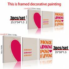 Ensemble de 3 pièces Art mural More Amor Por Favor Sunshine - Maximalist Poster - Citation d'amour - Eclectique coloré moderne rose-orange - Art mural imprimable