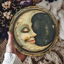Arte de pared con luna rústica sonriente, de 8x8 pulgadas, decoración vintage de interior/exterior, letrero de hojalata para el hogar, restaurante, cafetería, garaje, herramienta de aluminio artesanal para scrapbooking y estampado con lámina