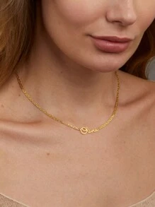 1pc 18K Gold Name Necklace, Personalized Name Pendant Necklace, Custom Name Necklace, Minimalist Name Jewelry For Women, Gift For Her, Contains Exquisite High-End Gift Box, Customizable With Different Fonts, And Different Necklaces To Choose From Gold, Rose Gold Stylish, Fall Fashion, Vintage, Unisex For Teenagers, Junior High School Students, Middle School Students, High School Senior High School Students, College Students, University Students, Freshman, Sophomore, Underclassmen