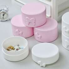 1pc Living Room Bedroom Bow Jewelry Storage Box Plastic Box Desktop Storage Box Organizing Accessories Storage Hair Clip Portable Dustproof Box Small Items Miscellaneous Storage Couple Style - Multicolor - View 5