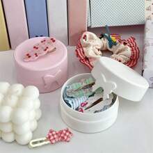 1pc Living Room Bedroom Bow Jewelry Storage Box Plastic Box Desktop Storage Box Organizing Accessories Storage Hair Clip Portable Dustproof Box Small Items Miscellaneous Storage Couple Style - Multicolor - View 7