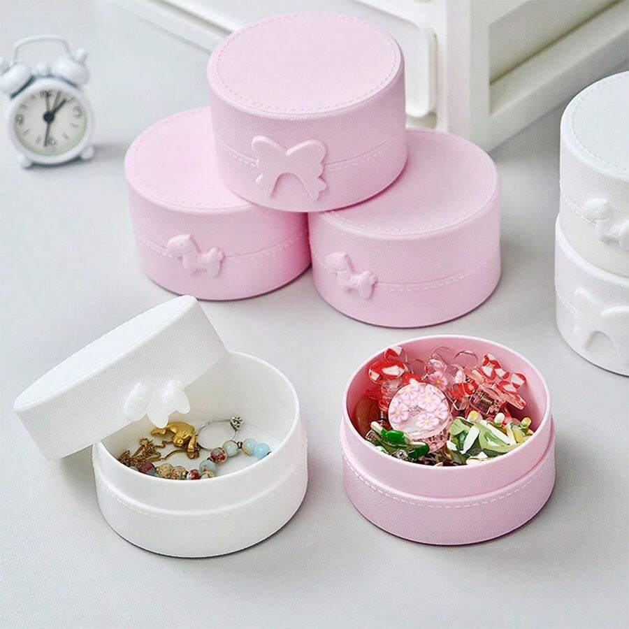 1pc Living Room Bedroom Bow Jewelry Storage Box Plastic Box Desktop Storage Box Organizing Accessories Storage Hair Clip Portable Dustproof Box Small Items Miscellaneous Storage Couple Style - Multicolor - View 1