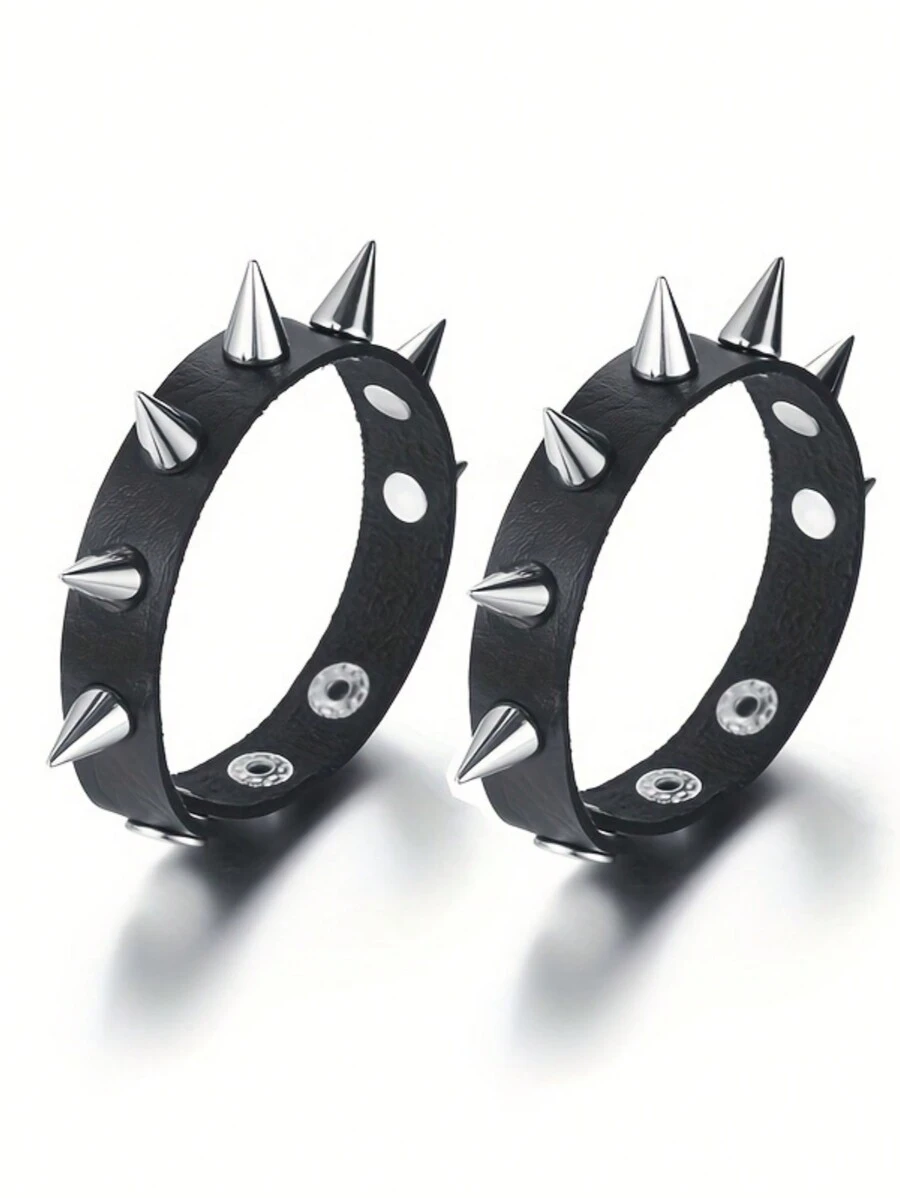 1pc/2pcs Punk Spiked Decor String Bracelet For Men For Daily Decoration.Set Punk Bracelets Spike Rivet Goth Black PU Leather Choker Bracelets For Women Chain Bangle Punk Pendant Jewelry Party Gift.Spiked Studded Bracelet Black Leather Rivet Punk Bracelet Cuff Wrap Bangle Snap Button Metal Wristband For Men Women. Sexy Lingerie, Sexy Pajamas, Babydoll Lingerie. Sexy Lingerie Accessories,Halloween,Christmas,Valentine's Day,For Dates,Party,Date