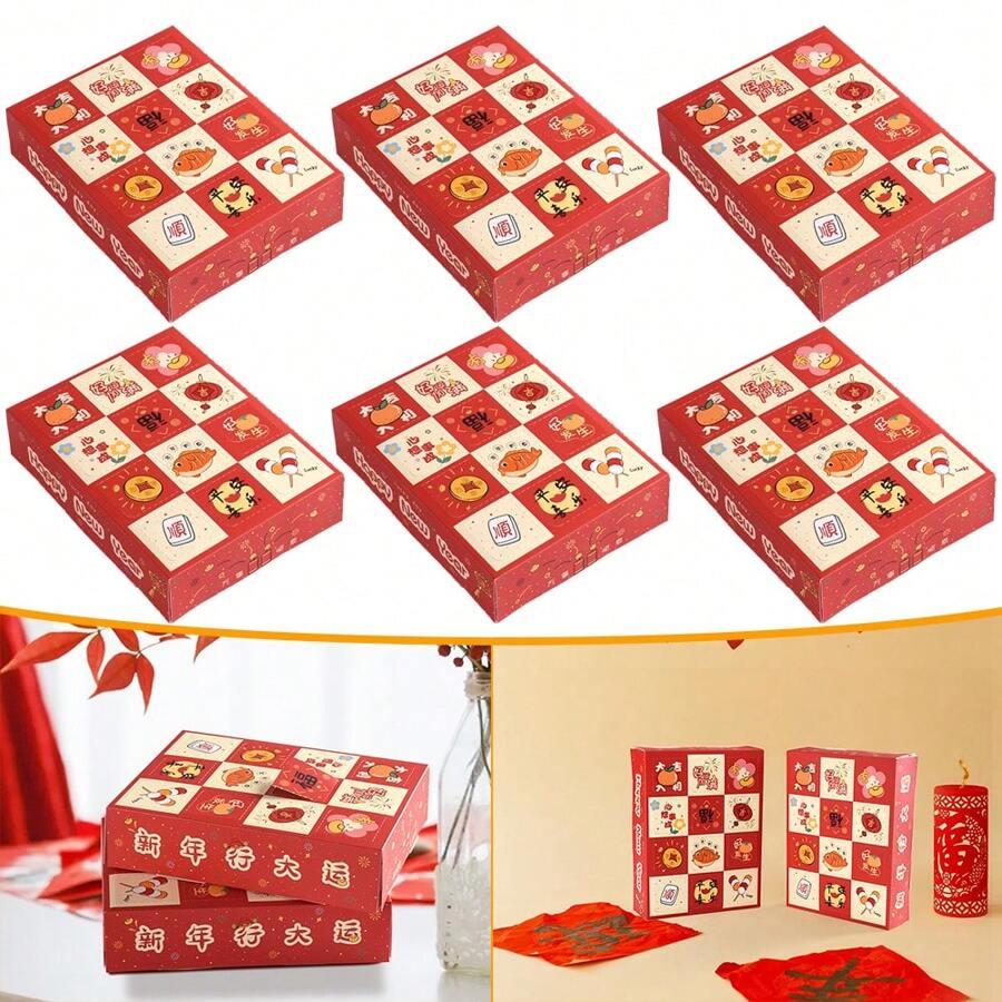 10PCS Chinese New Year Gift Packaging Boxes Surprise Gift Box Candy Paper Box For Chinese New Year Spring Festival - Multicolor - View 1