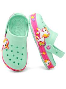 Sandalias chanclas luz LED de verano niña comodos para deporte y playa diseño unicornio - verde menta - View 2