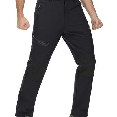 Men's Snow Ski Pants Softshell Fleece Lined Snowboard Pants Winter Outdoor Windproof Insulated Hiking Cargo Pants