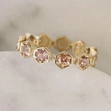 Elegante 14K vergulde roze synthetische zirkonia ovaal geslepen halo verlovings-/trouwring, ideaal jubileumcadeau, aanzoekcadeau voor vrouwen
