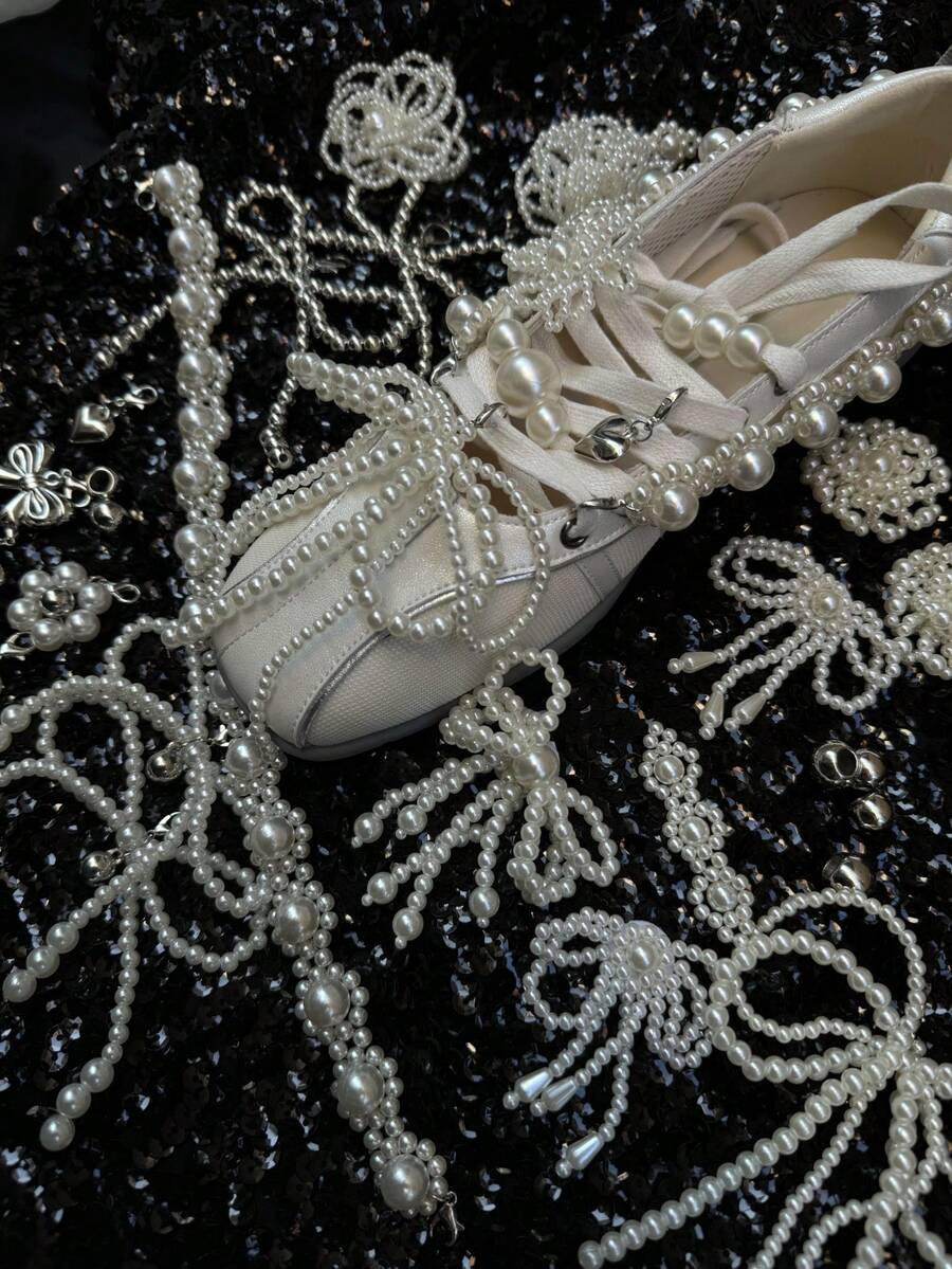 鞋履配件纯手工编织DIY配件多种方式适合多种类型 - 白色 - 查看 1