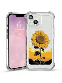 Apple 1pc TPU Thickened Anti-Drop Sunflower Printed Phone Protective Case, Compatible With IPhone11, 12, 13, 14, 11 Pro Max, 12 Pro Max, 13 Pro Max, 14 Pro Max, XR, 15, 15 Pro, 15 Pro Max, 16, 16 Pro, 16 Pro Max, And Galaxy A05/A15/A25/A35/A53/A54/A55/S23/S24 Ultra
