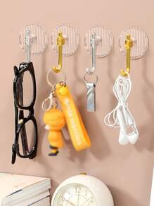 2/4pcs Gold/Silver Acrylic Hooks, Punch-Free Strong Adhesive Hooks For Bag, Key And Clothes, Bathroom Kitchen Organizer And Home Decor