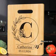 Tábua de Corte de Bambu Personalizada - 26 Opções de Padrão de Letra, Perfeita para Feriados, Aniversários, Aniversários e Mais - Presente Decorativo de Cozinha Elegante e Durável