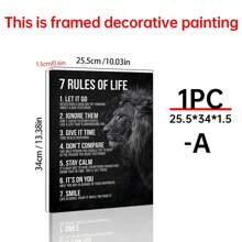 1pc Canvas Art Print Without Frame, Retro Style Inspirational Quote With 7 Rules For Life And A Black-And-White Picture Of A Lion As An Ideal Gift For Bedroom Wall Decor,Wall Art,Poster - Multicolor - View 15