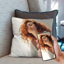 Personalized Plush Photo Pillow - Customized Pet And Couple Picture Printing, Soft Polyester Sofa Decorative Pad, Perfect Birthday Gift For Boyfriend And Girlfriend Christmas Gift Father's Day, Mother's Day, Halloween, Christmas, Christmas Eve, Valentine's Day, White Day, Birthday, Personalized Day, Soldiers' Day Of Remembrance, - Upload Pictures to Customize Pillows - View 4