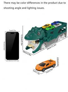 Funny Dinosaur Swallowing Sound Car With Storage Function, Interactive Push & Move Inertial Dinosaur Toy Car With Launching Tracks For Kids, Random Color - Multicolor - View 9