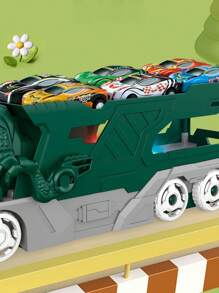 Funny Dinosaur Swallowing Sound Car With Storage Function, Interactive Push & Move Inertial Dinosaur Toy Car With Launching Tracks For Kids, Random Color - Multicolor - View 4