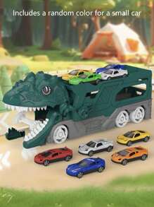 Funny Dinosaur Swallowing Sound Car With Storage Function, Interactive Push & Move Inertial Dinosaur Toy Car With Launching Tracks For Kids, Random Color - Multicolor - View 7