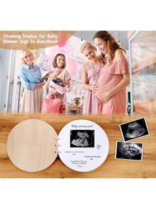 Libro de visitas de madera para baby shower 1 pieza, libro de recuerdos y juegos de baby shower, libro de registro de 40 páginas, estilo rústico, libro de recuerdos y juegos de baby shower, recuerdos para baby shower, regalo para nuevos padres y madres primerizas, regalos de baby shower y pascua para niñas/niños - Caqui - Ver 3