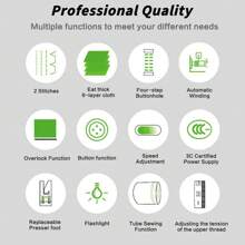 725 Electric Sewing Machine 12 Stitches With Extension Table & Sewing Kit, Mini Portable Sewing Machine UK Plug - White - View 4