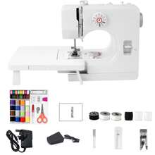 725 Electric Sewing Machine 12 Stitches With Extension Table & Sewing Kit, Mini Portable Sewing Machine UK Plug - White - View 1