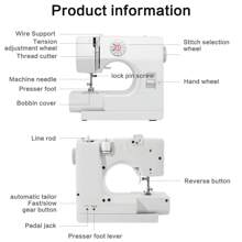 725 Electric Sewing Machine 12 Stitches With Extension Table & Sewing Kit, Mini Portable Sewing Machine UK Plug - White - View 3