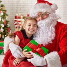 4 件套白色圣诞假发圣诞老人服装配饰 4 件套圣诞套装带眼镜圣诞帽豪华长白色圣诞老人胡须和假发男女角色扮演装扮道具圣诞派对 - 白色 - 查看 8