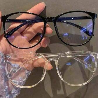 1pc Ultra Light Transparent Large Frame Fashionable 0-Degree Glasses, Women's 0-Degree Glasses, Protective Glasses To Modify Face Shape Suitable For Daily Office Travel, Travel, Clothing Accessories