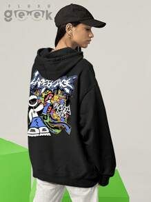 Premium Cotton Streetwear Sweatshirt Oversized Printed Anime Design CANGURU 2572 GEEK FLUX - màu đen - Xem 7